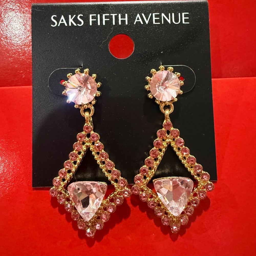 Saks Fifth Avenue Gold and Pink Geometric Earrings